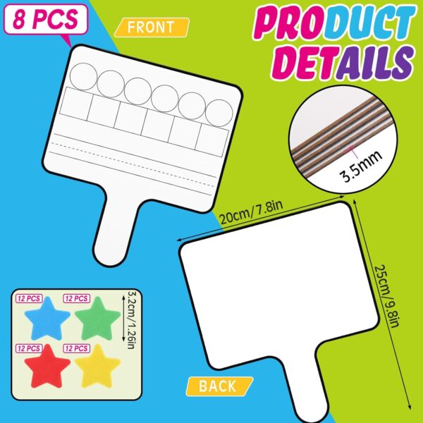 Jetec 8 Pcs Magnetic Paddle Set Phonemic Awareness Dry Erase Double Sided Handheld Answer Board Word Paddle with Dry Erase Markers Phonics Games for Students Kids Teaching (Star Shaped Counters)