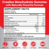 Creatine Monohydrate Gummies for Men & Women - Creatine Pre-Workout Gummies with Taurine & Vitamin B6 B12 for Maximum Strength, Muscle, Energy, Endurance & Focus, Organic, Vegan - 120 Count