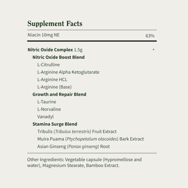 Snap Supplements Nitric Oxide Booster Supplement with L Arginine and L Citrulline Essential Amino Acids and Ginseng Root, Energy, Heart Health, Muscle Growth & Circulation Support, 60 Capsules