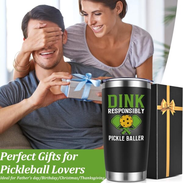 Lifecapido Dink Responsibly 20 oz Insulated Tumbler With Lid - Pickleball Gift for Players, Lovers, Coach - Birthday - Black