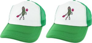 Funny Pickle Sasquatch or T-Rex Playing Pickleball Trucker Hat
