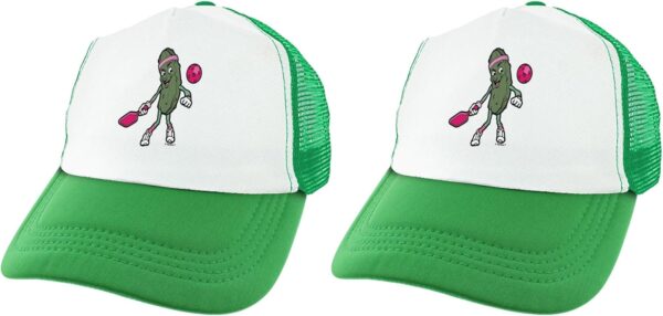 Funny Pickle Sasquatch or T-Rex Playing Pickleball Trucker Hat