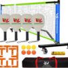 Hoverphenix Pickleball Net for Driveway, 22FT Regulation Size Pickleball Net with Paddles Set of 4, Pickleballs and Carry Bag for Outdoor Indoor Game