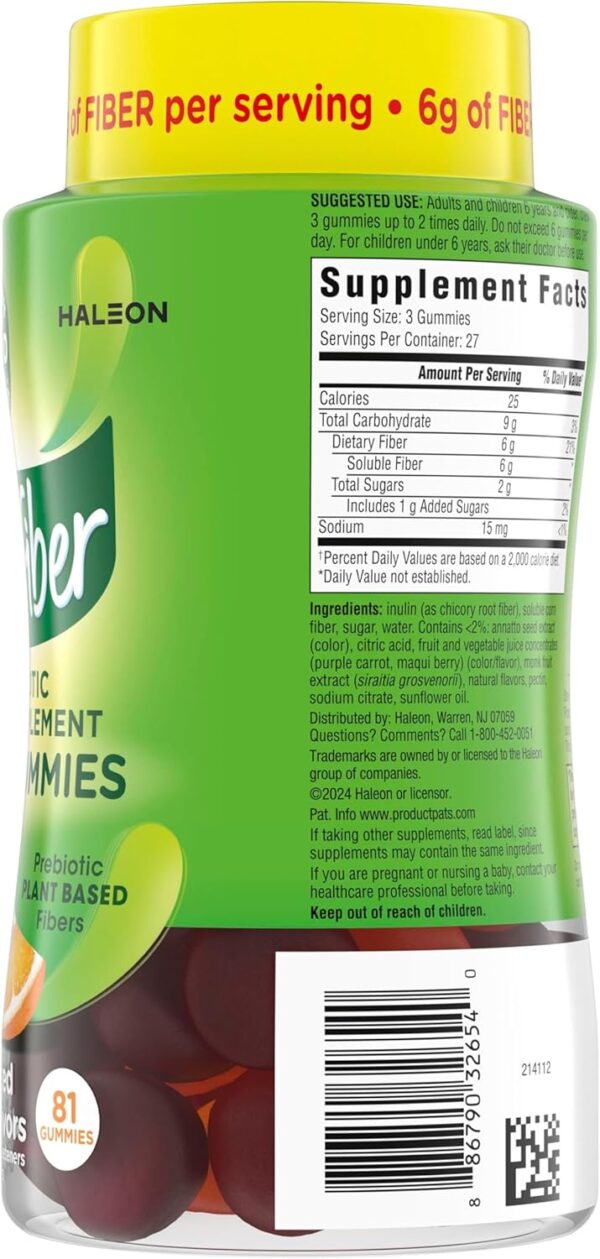 Benefiber Prebiotic Fiber Supplement Gummies for Digestive Health, Assorted Fruit Flavor - 81 Count