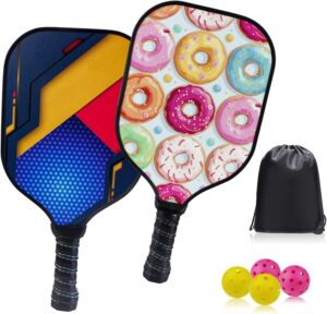 MYKUJA Kids Pickleball Paddles Set of 2 - Child Size Pickleball Set of 2 for Kids - Fiberglass Youth Pickle Ball Paddle Set with Bag - Pickleball Gifts for Children Under 12