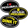 Pickleball Car Magnets - 3 Pack (Includes one of Each Design) - 6"x4" Magnets - Made in USA - for Indoor or Outdoor use.