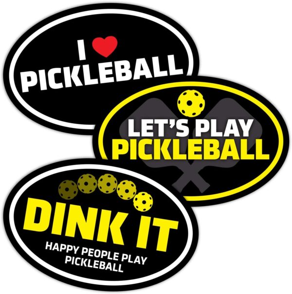 Pickleball Car Magnets - 3 Pack (Includes one of Each Design) - 6"x4" Magnets - Made in USA - for Indoor or Outdoor use.