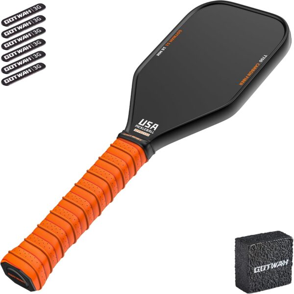 Pickleball Training Paddle, USAPA Approved T700 Carbon Fiber Sweet Spot Pickle Ball Racket Restore the weight of a regular racket, 16MM Polymer Honeycomb Core for Pickleball Training & Practice