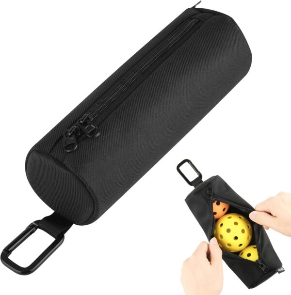 Cosmos Pickleball Ball Holder, Portable Carrying Storage Bag with Hook, Travel Accessory Pouch Holds 3 Pickleball Balls