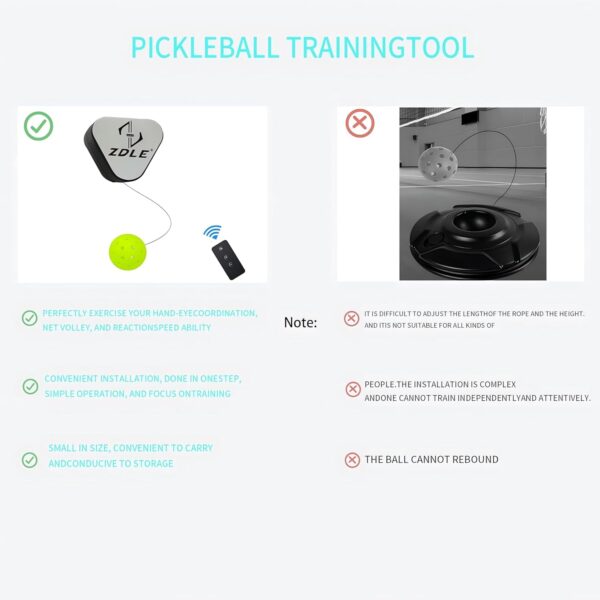 Pickleball Trainer with Remote Adjustable Rebounder for Training and Practice - Perfect Pickleball Practice Equipment for Single Player Training