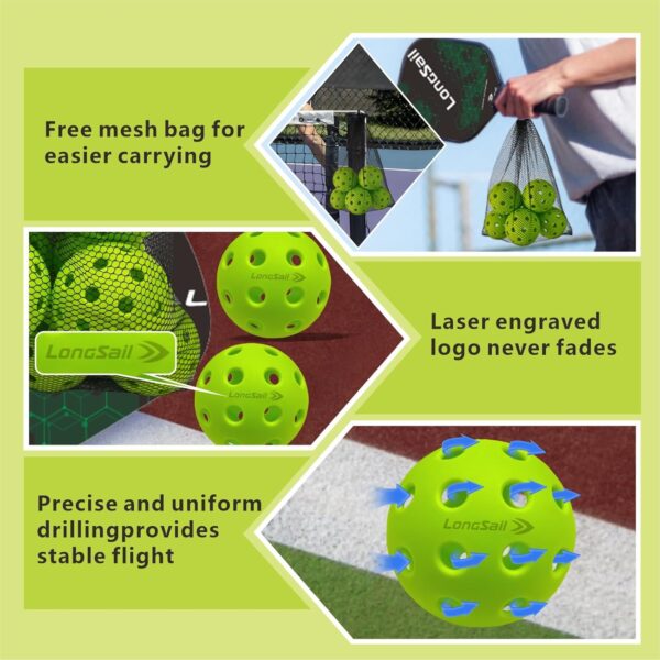 P40 Outdoor Pickleballs Non-Friable & Non-Deformable 2024 USAPA Durability Indoor Pickleballs, Leisure Sports Beginners Club Neon Green 3/12/36 Pack