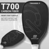 Pickleball Training Paddle -USAPA Approved Pickleball Trainer Practice Paddle,Carbon Fiber Particle Paint Frosted Surface, Extra Long Handle,16mm Core Sports Sweet Spot Training Racket