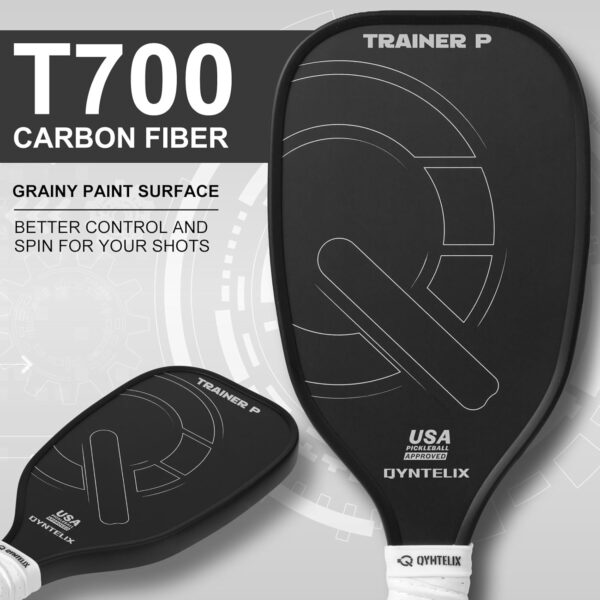 Pickleball Training Paddle -USAPA Approved Pickleball Trainer Practice Paddle,Carbon Fiber Particle Paint Frosted Surface, Extra Long Handle,16mm Core Sports Sweet Spot Training Racket