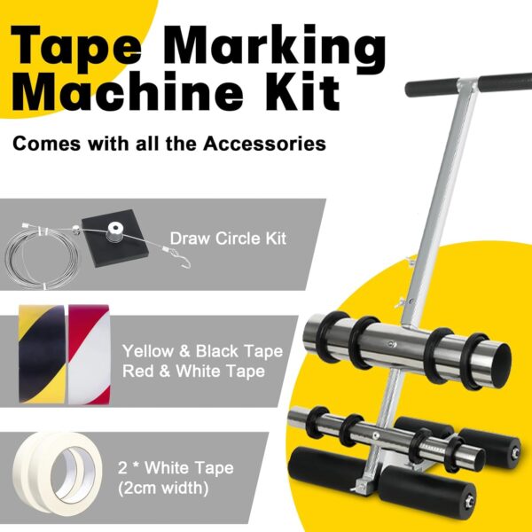 SOKO Playing Field Line Striping Machines, with Drawing Circle Kit Basketball Court Marking Kit, Adjustable Parking Lot Striping Machine Lane Marking Applicator for Concrete, Asphalt, Road Warning