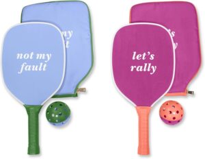 Kate Spade New York Let's Rally Blue and Pink Pickleball Set Including 2 Paddles, 2 Paddle Covers, and 2 Pickleball Balls Two Tone, Let's Rally