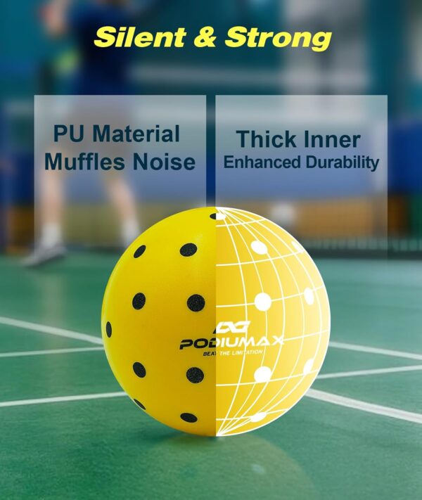 PodiuMax Indoor Pickleball Balls, 6 PCS Quiet Pickleballs, Foam Pickleball for Indoor & Outdoor Practice, Noise Reducing Soft Pickle Balls for All Ground Surfaces
