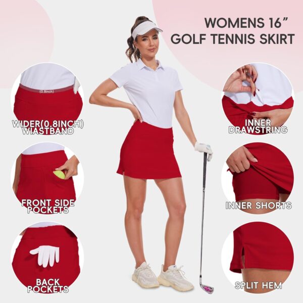 M MOTEEPI 16" Golf Skirt for Women Tennis Skirt with 4 Pockets High Waisted Athletic Skorts Skirts