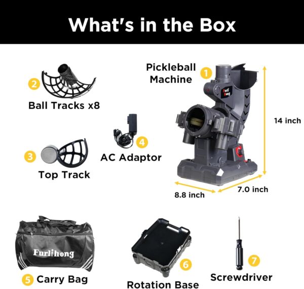 3806PBH Pickleball Machine with Oscillating Base, Adjustable Speed, Auto Swing Launch Port, Battery/AC Powered, Suitable for All Skill Levels