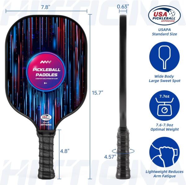 Pickleball Paddles - Fiberglass Pickleball Paddles Set of 2, USAPA Approved Pickle Ball Rackets 2 Pack with 4 Pickleball Balls, 1 Pickleball Net Bag, Paddles Ball Set for Beginners