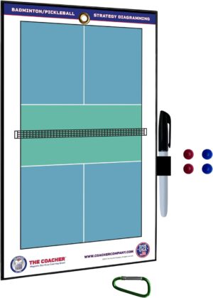 Premium Dry Erase Magnetic Badminton or Pickleball Coaching Coach Board Clipboard - Made in The USA - Double-Sided - Training Aids Equipment Gear