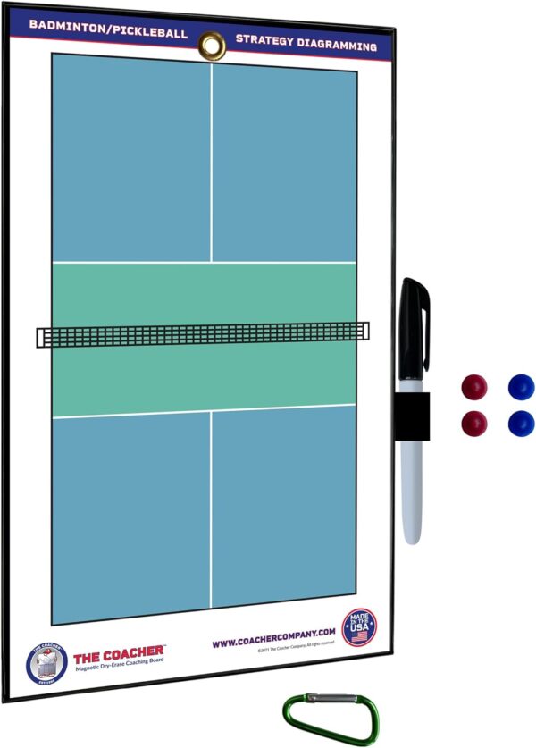 Premium Dry Erase Magnetic Badminton or Pickleball Coaching Coach Board Clipboard - Made in The USA - Double-Sided - Training Aids Equipment Gear