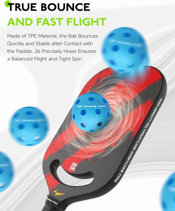 Warping Point Indoor Pickleball Balls | 26 Holes | 4 Pack, 12 Pack | Meet USAPA Specifications | High Bounce Durable Practice Pickle Ball with Mesh Bag for Beginner Intermediate Player | Orange, Blue