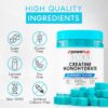 Creatine Monohydrate Gummies Blueberry for Men & Women, 100% Creatine Blueberry Gummies, 5g per Serving + Vegan, Sugar Free + Strength, Energy, Muscle & Booty Gain - 120 Count
