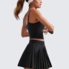 CRZ YOGA Womens Mini Pleated Athletic Tennis Skirts High Waisted A Line Golf Pickleball Casual Skort with Inner Pockets