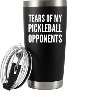 Panvola Tears of My Pickleball Opponents Tumbler Sports Player Gifts For Dad Mom Grandpa Grandma Vacuum Insulated Stainless Steel Tumbler With Removable Lid And Straw (20 oz)