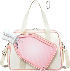 TuErcao Pickleball Bags for Women, Pickleball Gifts Cute Pickleball Paddle Bag for Men Tennis Tote Bag with Fence Hook Accessories