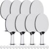 Junkin 8 Pieces Table Tennis Paddles Kit Professional Rackets Set Portable Composite Rubber Table Tennis Racquets with 8 Balls for Indoor and Outdoor, Gray
