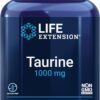 Life Extension Taurine, Pure Taurine Amino Acid Supplement, Heart, Liver and Brain Health, Longevity, Muscle and Exercise, 1000 mg dose, Non-GMO, Gluten-Free, Vegetarian, 90 Vegetarian Capsules