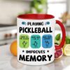 Pickleball Gifts - Pickleball Mug And Coaster - Funny Gift For Men, Women - Playing Pickleball Improves Memory Mug - Unique Christmas, Birthday Gift For Mom, Dad, Friend, Pickleball Lover