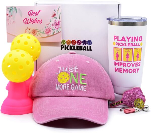 Pickleball Gifts for Women, Funny Pickleball Birthday Gifts Basket for Wife Mom Grandma Aunt Sister Friends, PB Accessories Set with Hat Tumbler for Lady Player