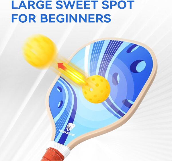 Pickleball Paddles Set of 4 UV Surface with 4 Pickleball Balls and Bag, Lightweight Polymer Honeycomb Non-Slip Grip for Beginners and Pros