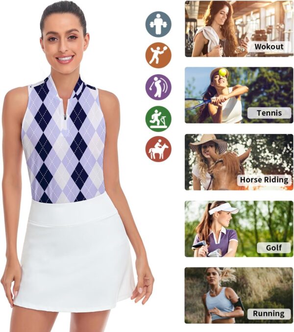 Women Racerback Sleeveless Golf Polo Shirts Collarless Tennis Tops Quick Dry Athletic Tank Tops