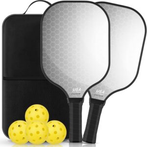 Pickleball Paddles Set of 2 99.9% T300 Carbon Fiber USAPA Approved Pickle Ball Paddle Indoor Outdoor Rackets Pickleballs Racquet Gifts