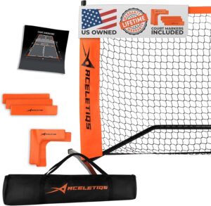 Portable Pickleball Net System for Indoor and Outdoor | 22ft Long Full Regulation Size Full Pickle Ball Net | Includes Floor Markers and Carry Bag | Create Full Portable Pickleball Court