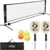 NQV Pickleball Set with Net-10FT Half Court Size Pickleball Net+Wood Pickleball Paddles+Pickle Balls+Ball Retrievers, Portable Outdoor Driveway Indoor for Adults Beginners