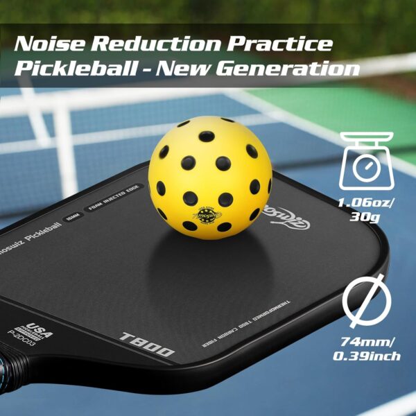 Silent Pickleball Balls, 6 Pack of Quiet Foam Ball for Indoor & Outdoor Pickle Ball Practice, Noise Reducing Soft Pickleball Practice Balls with 40 Simulated Concave Holes