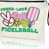 Pickleball Lover Makeup Bag - Gift for Mom, Player, Coach, Team - Cosmetic Pouch for Women, Her, Teen Girl - Sports Gift for Christmas, Birthday - Peace Love Pickleball