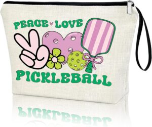 Pickleball Lover Makeup Bag - Gift for Mom, Player, Coach, Team - Cosmetic Pouch for Women, Her, Teen Girl - Sports Gift for Christmas, Birthday - Peace Love Pickleball