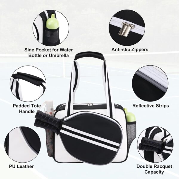 PU Leather Pickleball Paddle Bag - Small Fashion Tote for Women Men