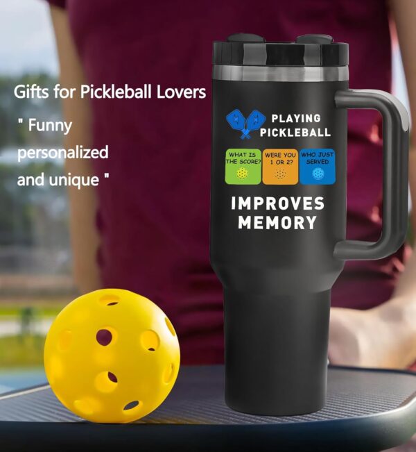 40oz Pickleball Tumbler With Handle - Funny Christmas and Birthday Gift for Pickleball Lovers, Players, Coaches - Black