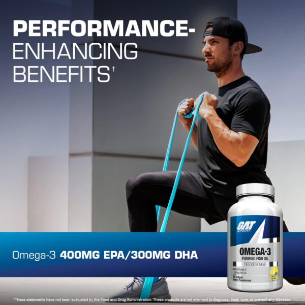 GAT SPORT Omega-3 Fish Oil, High Potency EPA, DHA, Brain, GLP1 Support, 90 Softgels