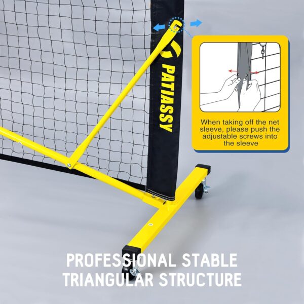 Pickleball Net Set with Wheels and Pickleball Court Marking Kit 22 FT Regulation Size Portable Pickleball Nets with Net Tension Adjuster, 8 Sandbags for Outdoor Indoor Driveway