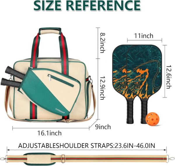 Pickleball Bags for Women with Shoe Compartment, Stylish Vintage Pickleball Totes with Zipper & Shoulder Strap