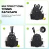 Tennis Bags for Women, Waterproof Tennis Sling Crossbody Backpack Holds 2 Rackets Tennis Racket Bag for Pickleball & Badminton