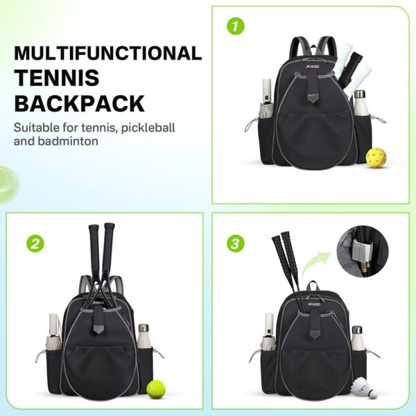 Tennis Bags for Women, Waterproof Tennis Sling Crossbody Backpack Holds 2 Rackets Tennis Racket Bag for Pickleball & Badminton