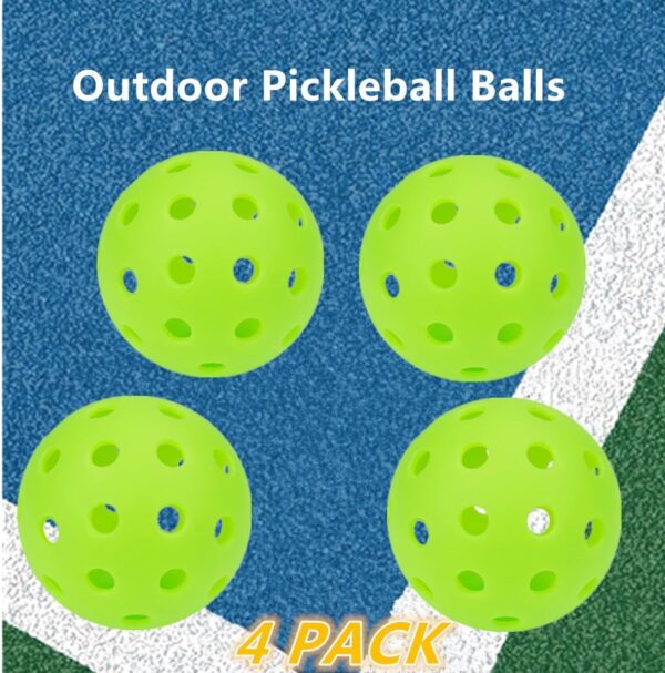LED Light up Pickleball Ball, Glow in The Dark PickleBalls Balls, 4 Pack Pickleball-Balls Meet USAPA Requirement, 40 Holes Durable in/Outdoor Pickle Ball (Green)